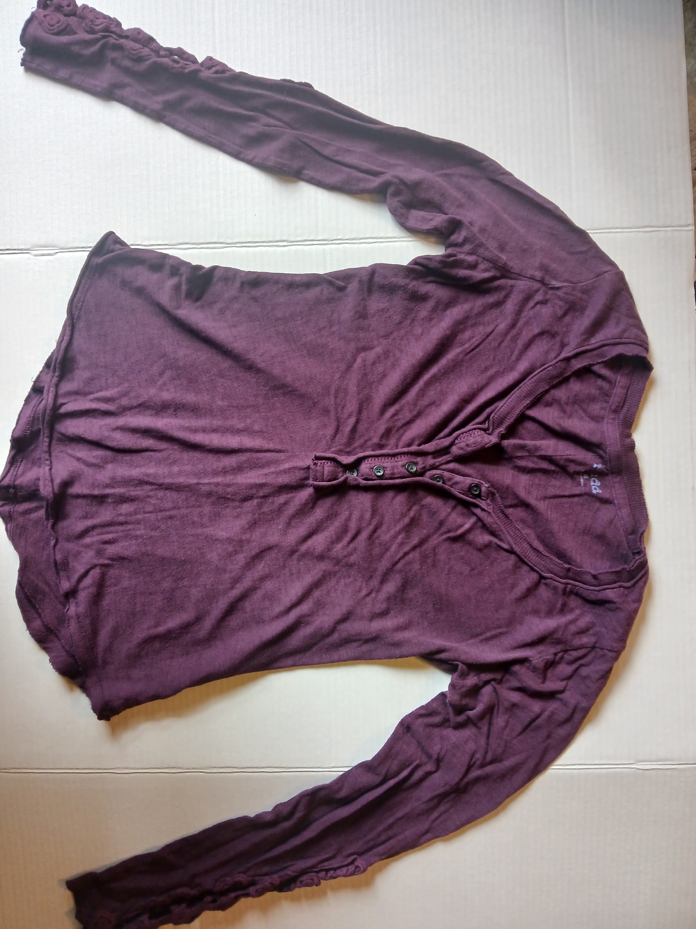 Mudd Vintage Y2K Plum Burgundy Henley Long Sleeve Shirt Top